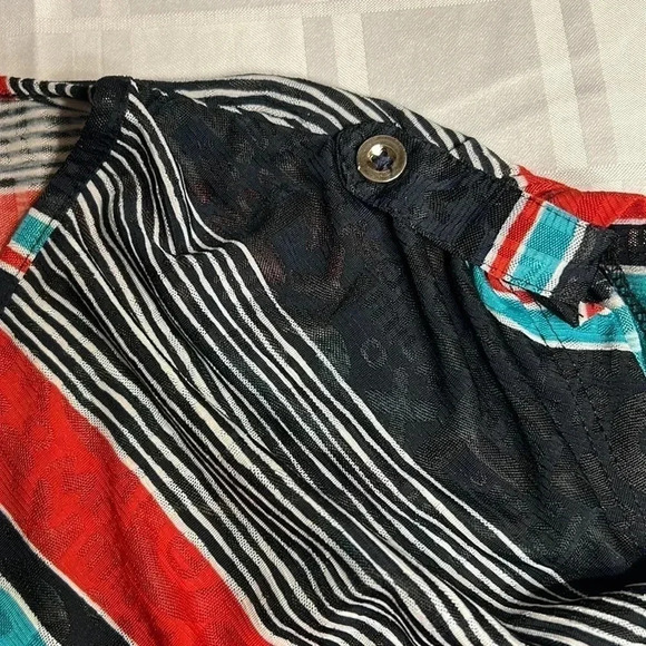 LE GRENIER Y2K,Multicolored,striped,lace,short sleeve top,retro,preppy,70 s vibe - Picture 10 of 13